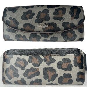 COACH OCELOT GREY BLACK LEOPARD WALLET INSERT POUCH CHEETAH ANIMAL PRINT RARE